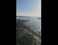 Ocean view from glass balcony boat city 