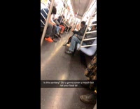 Person on subway two churros bread food