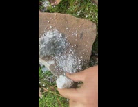 Marble stone heated up and crushes easily by the hand