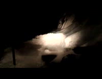 Man drives through the snow on mountain