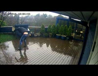 Rat jumps to man jacket while cleaning