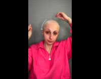 Woman makes a compilation of bald head 