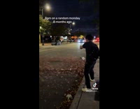Guys air bending leaves on the street