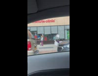 Social distancing line foil poncho purple pants