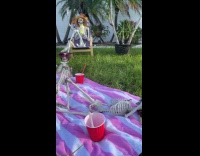 Barbecue style skeleton halloween decoration in Miami