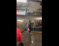 Collab Subway_Creatures - Woman runs across flood at subway