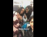 Neon pink girl runs into pole