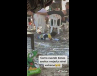 Toddler wakes up because of wave