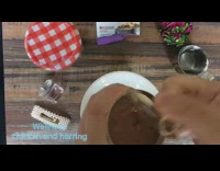 Girl prepares cat food tuna white bowl 