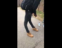 Guy curved legs shouts look at me