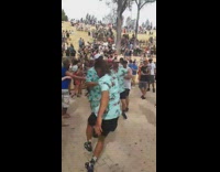 Guy does backflip and house dance 