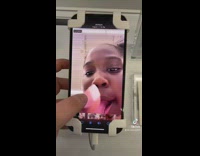 Funny video left on display phone at electronics section