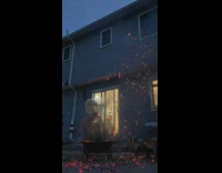 Grill with a can on the backyard exploded 