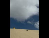 Guy fails to surf down sand dune and falls forward instead 
