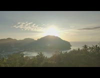 Time lapse sunset beach lights rock night