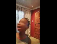 Little boy spoon medicine gag 