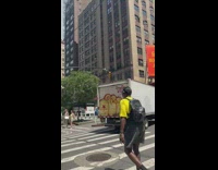 Shirtless crackhead guy talks to bus machine