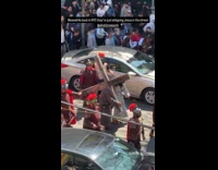 Jesus getting whipped at Good Friday Procession 