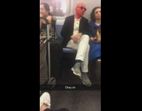 Mans face is very red on the subway #BluePointWhatTheL