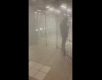 Massive smoke clouds envelops the subway station 