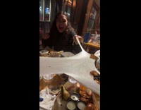 Friends doing 5 way cheesepull at chilis