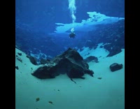 scuba diver underwater volcanic crater