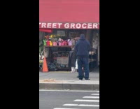 Man dressed as pirate walks around city