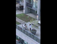 White dress girl in black cage guy 