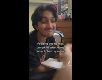 Guy rewards friends with candy when they get chem question correct