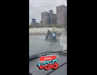 Guy chair scooter freeway plastic container wheels 