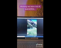 Guy transports to mountains nature quarantine laptop 