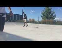 Skateboard fail guy grinds on ramp, falls and lands on elbow in skate park