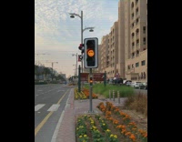 Traffic light with different emoji smiley faces 