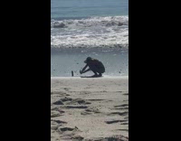 Woman beach hat crouch photo shoot product