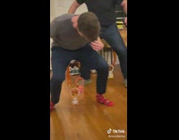 Men Picks Up Ring Stands  with Balloon as Monkey Tails