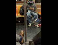 Collab WINY - Man with COVID test kit inside train