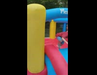 Toddler slides down lands on shoulder 