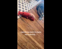 Mom crocheted shrimp shell and clam