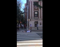 Black hat guy lays back street pot