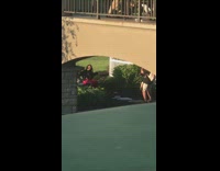 Red pants girl lip syncs music video 