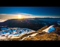 View of the sun from left to right in the horizon