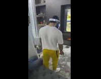 Guy hits head on tv playing VR 