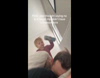 Baby hit dad with can on head