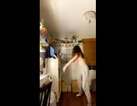 Girl does ballet spin falls on chair