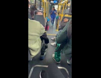 Collab WINY - Woman blue shirt preach inside the bus