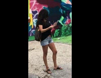 Lady louis vuitton purse spongebob mural selfie