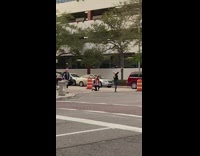 Girl does not move for ambulance for photo 