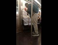 Collab Subway Creatures - Man talks and kisses doll on subway