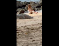 Woman beach dress poses at the beach Part 1