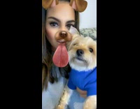 Girl dog face filter over quarantine 